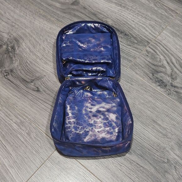 PurseN Metallic Blue Leopard Tiara Vacationer Jewelry Expandable Travwl Case - Picture 7 of 7